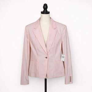 Tahari Pink Single Button Blazer Women’s Size 14 Tailored Cotton Stretch Jacket